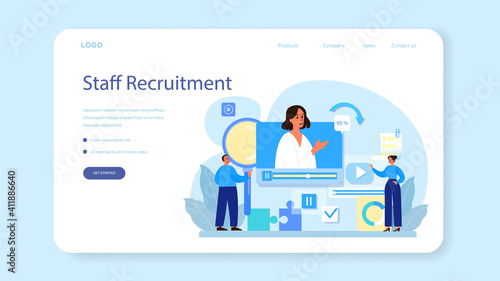 Personnel management web banner or landing page. Business recruitment