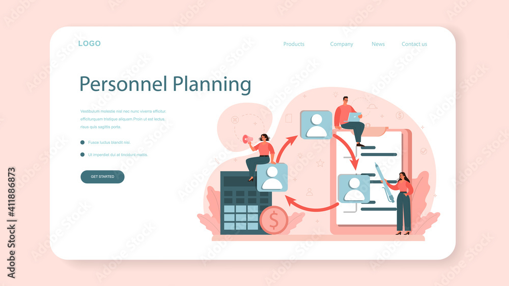 Personnel planning web banner or landing page. Staff management Personnel planning web banner or landing page. Staff management