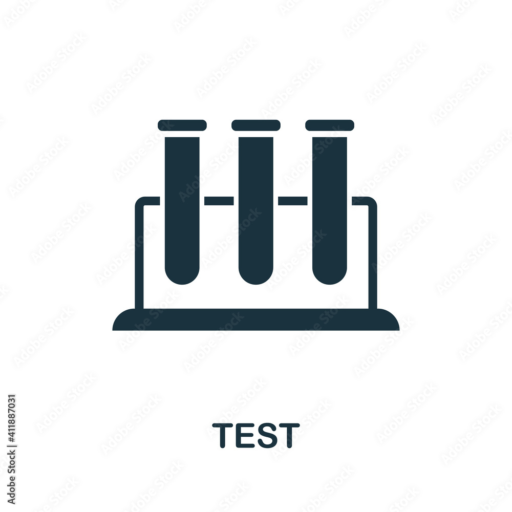 Test icon. Simple element from medical services collection. Filled monochrome Test icon for templates, infographics and banners Test icon. Simple element from medical services collection. Filled monochrome Test icon for templates, infographics and banners