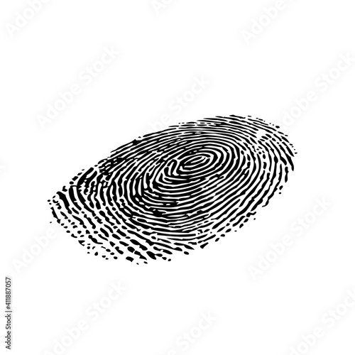 Fingerprint outline perspective silhouette