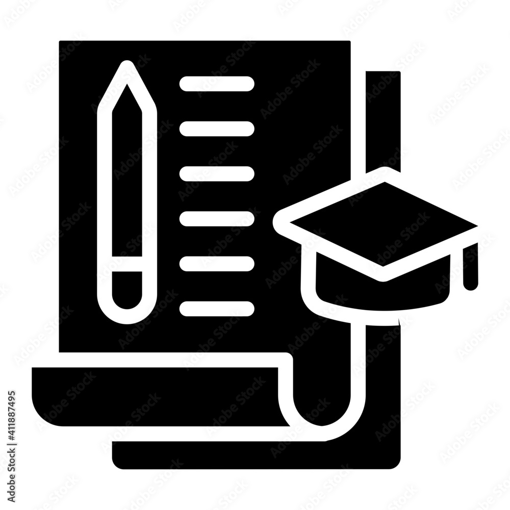 Conceptual solid design of academic writing icon Conceptual solid design of academic writing icon