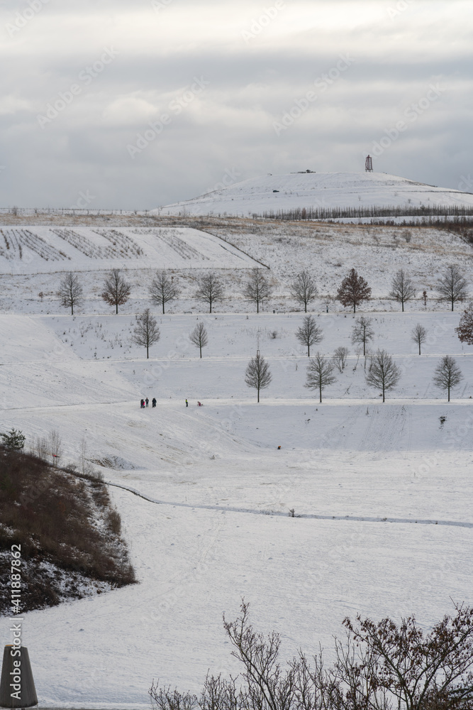 Naklejka premium Wismut new landscape Ronneburg, neue Landschaften Wismut, oppen cut mining, wismut