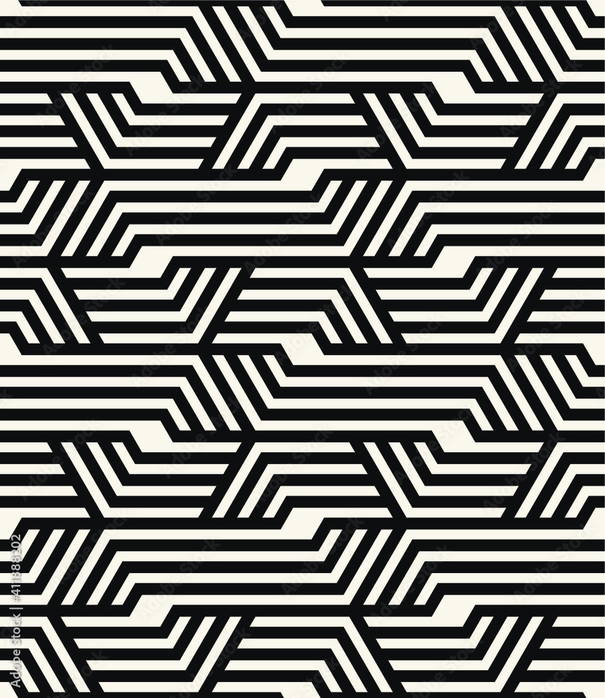 Vector seamless pattern. Modern stylish texture. Repeating geometric tiles with weaved bold zigzag. Bold monochrome zig zag. Trendy graphic design. Can be used as swatch for illustrator. Vector seamless pattern. Modern stylish texture. Repeating geometric tiles with weaved bold zigzag. Bold monochrome zig zag. Trendy graphic design. Can be used as swatch for illustrator.