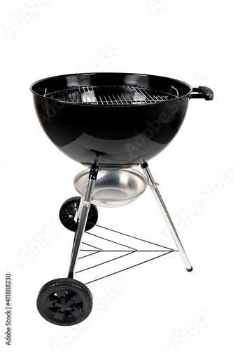 New black Charcoal grill isolated on white background.