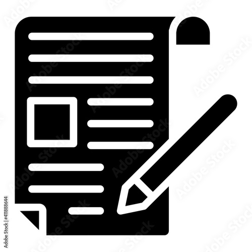 Paper with pencil denoting concept of content writing icon