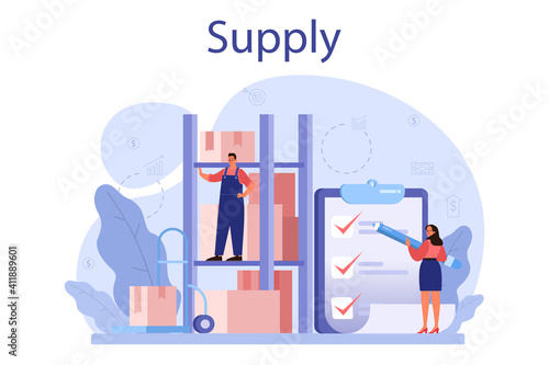 Supply concept. B2B idea, global logistic and transportation service.