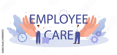 Employees care typographic header. Trade union idea. Employees wellbeing