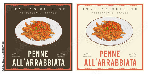 Penne All arrabbiata Italian pasta with spicy tomato sauce