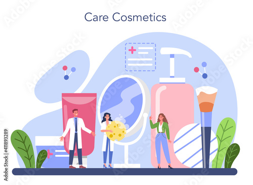 Cosmetologist concept set. Skin care and treatment procedure.