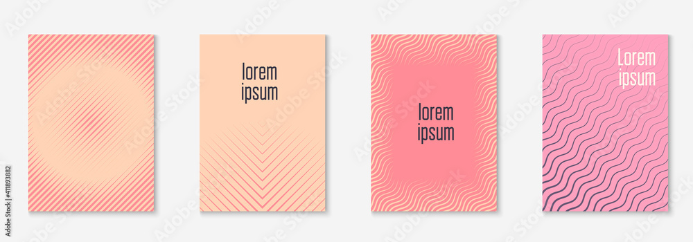 Gradient cover template with line geometric elements and shapes.