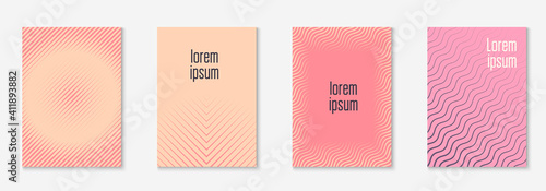 Gradient cover template with line geometric elements and shapes.