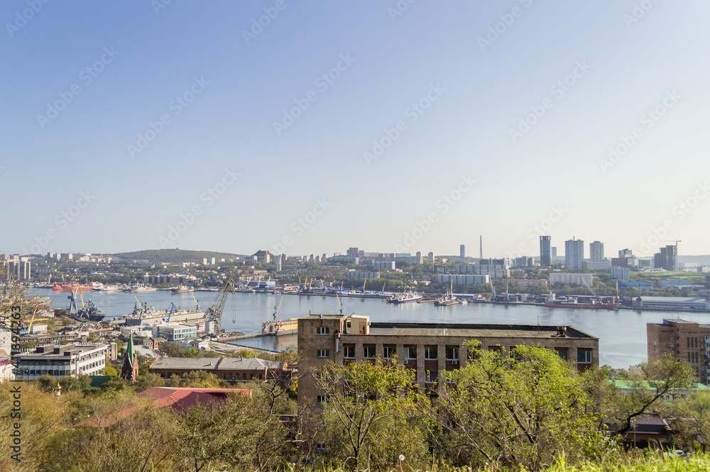 golden horn bay and cityscape of Vladivostok in daylight
