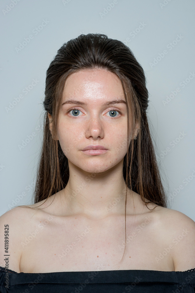 close-up portrait of a young girl without makeup close-up portrait of a young girl without makeup