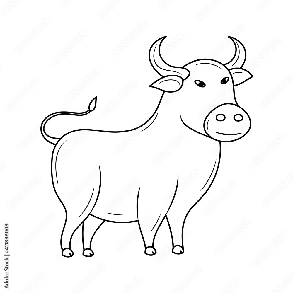 Simple Bull Thin line vector illustration. isolated with hand drawn style Simple Bull Thin line vector illustration. isolated with hand drawn style