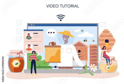 Hiver or beekeeper online service or platform. Professional farmer