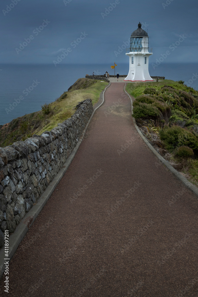 Lighthouse Cape Reinga. Pacific Ocean. Tasman Sea. Coast. New Zealand