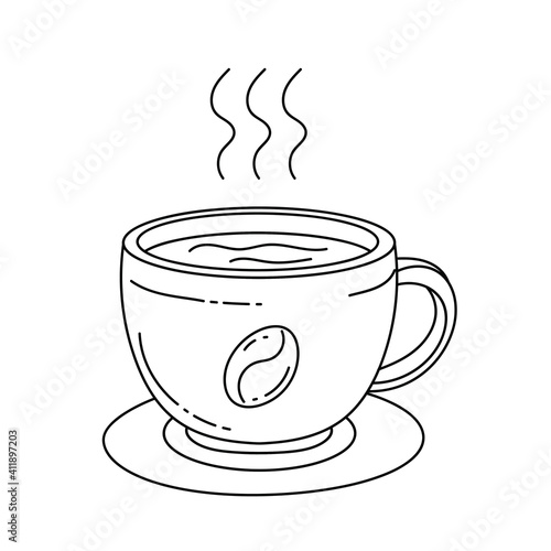 Cup of coffee Thin line vector illustration. isolated with hand drawn style 