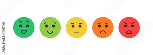 Consumer appraisal - emoji icons colored set. Reaction scale. Vector illustration