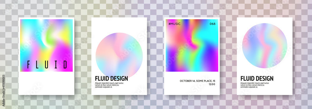 Holographic shape set. Abstract backgrounds. Stylish holographic shape with gradient mesh. 90s, 80s retro style. Pearlescent graphic template for brochure, banner, wallpaper, mobile screen Holographic shape set. Abstract backgrounds. Stylish holographic shape with gradient mesh. 90s, 80s retro style. Pearlescent graphic template for brochure, banner, wallpaper, mobile screen