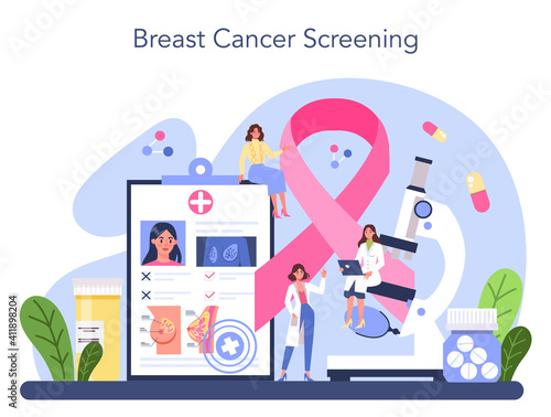 Mammologist concept. Consultation with doctor about breast disease