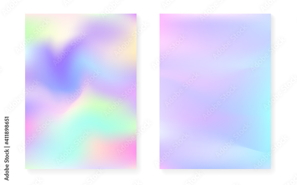 Holographic cover set with hologram gradient background.