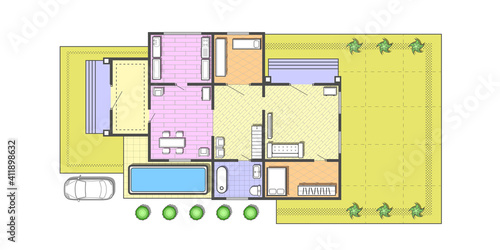 House architectural plan .Technical drawing background.Engineering design .Vector , illustration.	