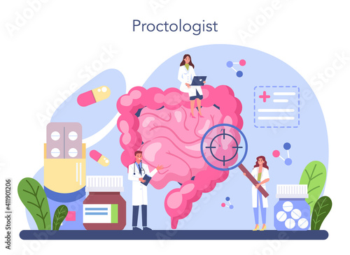 Proctologist concept. Doctor examine intestine. Idea of health