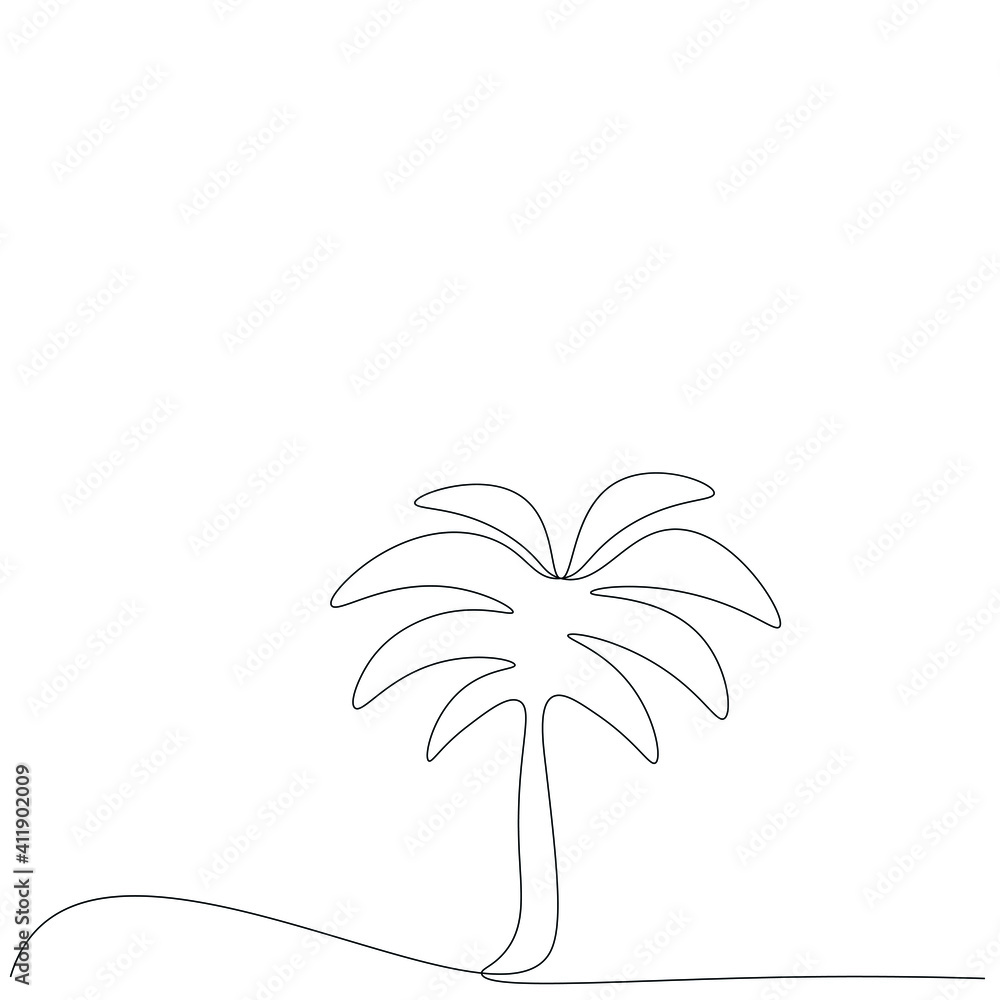 Obraz premium Palm tree drawi on white background, vector illustration