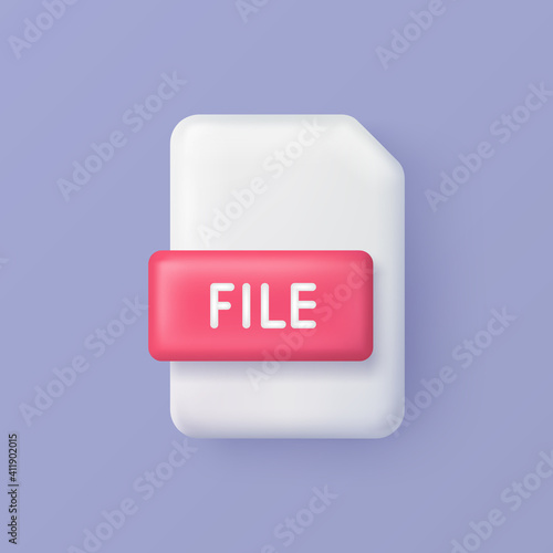 File or document 3d vector icon on background.