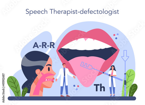 Speech therapist concept. Didactic correction and speech treatment idea
