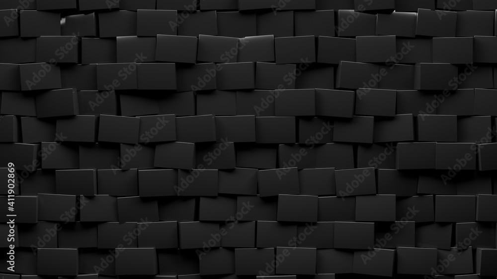 Random shifted black cube boxes block background wallpaper Stock