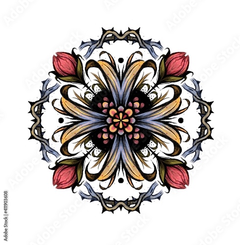 Mandala with rose theme