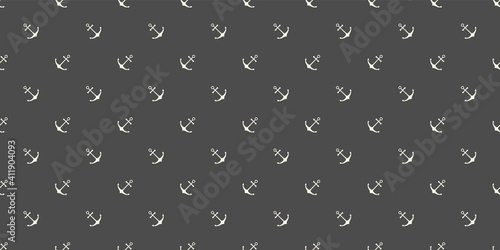 Nautical seamless pattern with geometric ship anchors