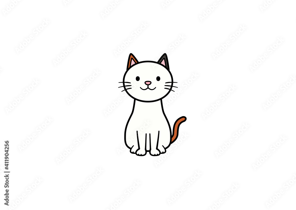 正面を向いて座る猫のイラスト(カラー1) 正面を向いて座る猫のイラスト(カラー1)
