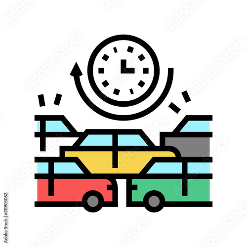 waiting time in traffic jam color icon vector. waiting time in traffic jam sign. isolated symbol illustration