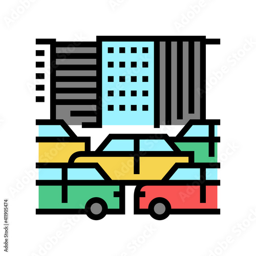 city traffic jam color icon vector. city traffic jam sign. isolated symbol illustration