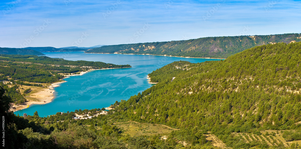 The Sainte Croix lake (Holy Cross lake) where the verdon river flows (Europe-France-Provence)