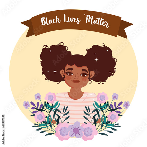 black lives matter cute smiling girl floral card