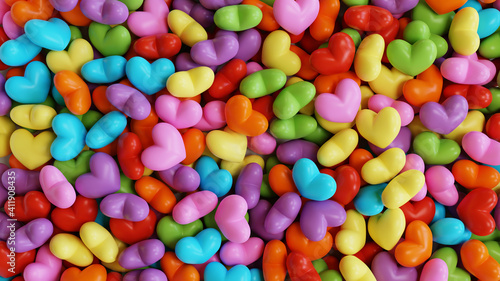 colorful 3d candy hearts background