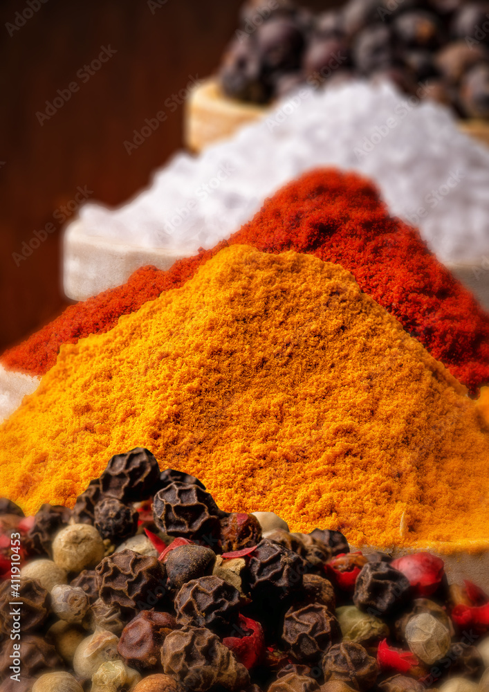 Still life consists of colorful spices, Still life suitable for a cookbook, cover, Still life consists of colorful spices, Still life suitable for a cookbook, cover,