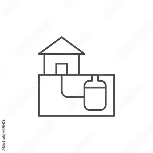 Home sewerage system line outline icon
