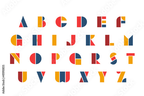 Bauhaus letters and numbers set. Modern typography. Font for events, promotions, logos, banner, monogram and poster.