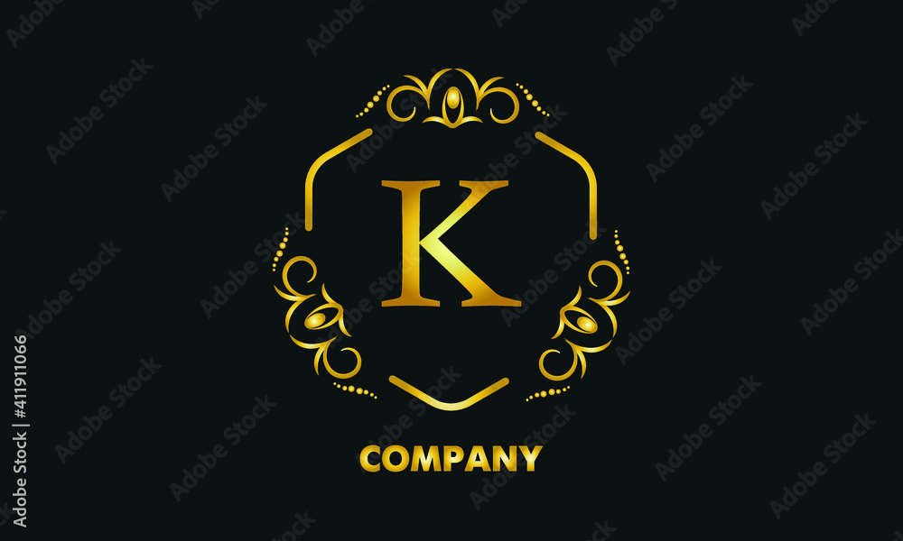 Stylish emblem. Elegant exquisite logo with the letter K, a sign for a restaurant, jewelry, boutiques, hotels, business. Stylish emblem. Elegant exquisite logo with the letter K, a sign for a restaurant, jewelry, boutiques, hotels, business.