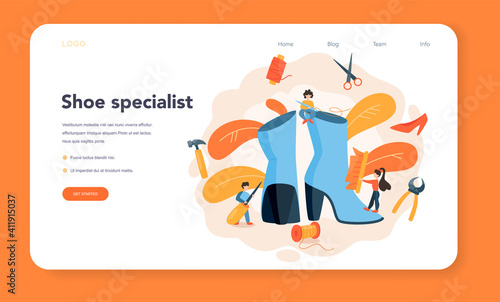 Shoemaker web banner or landing page. Male and female