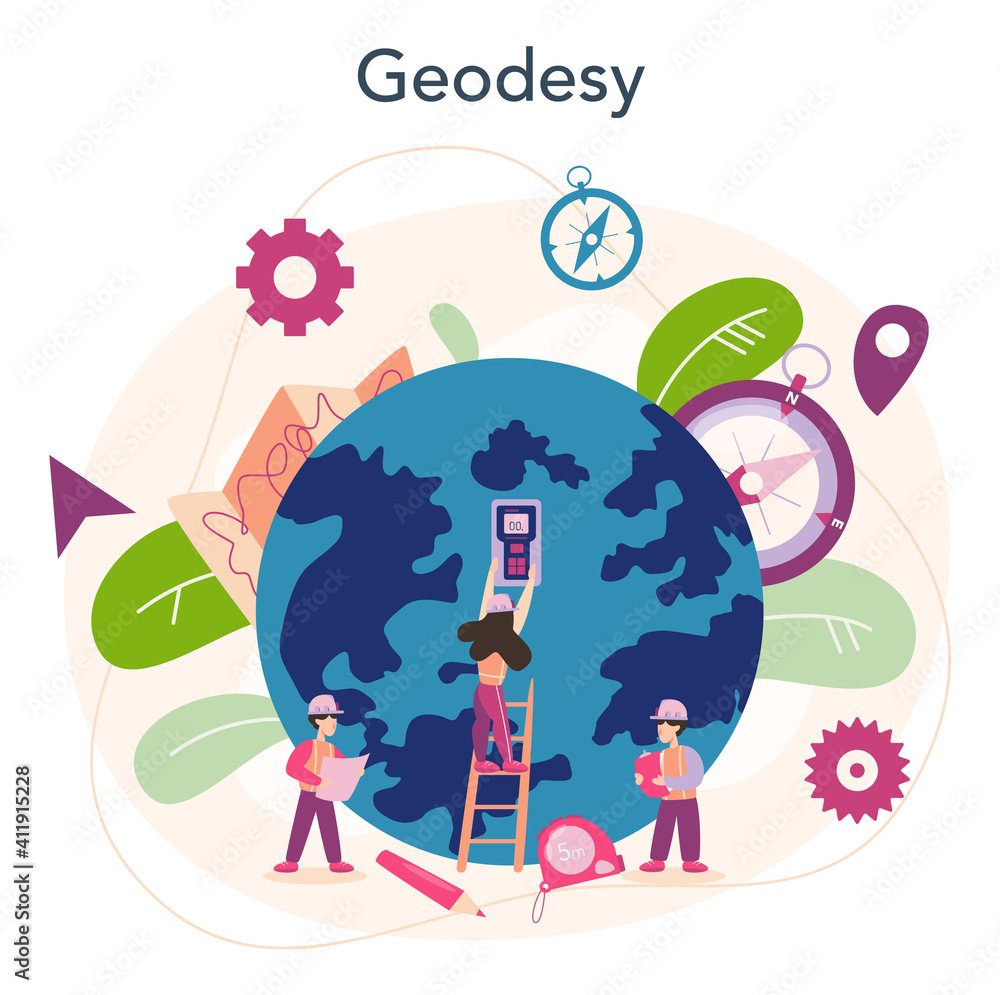 Obraz premium Surveyor concept. Geodesy science , land surveying technology