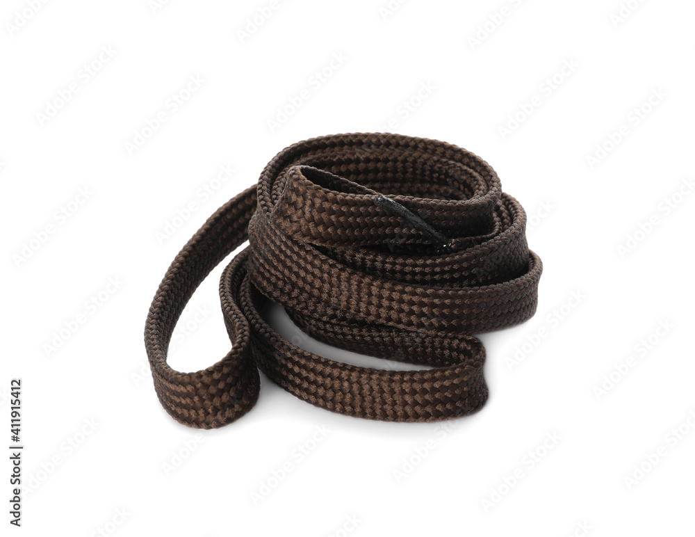 Dark brown shoe lace isolated on white Dark brown shoe lace isolated on white