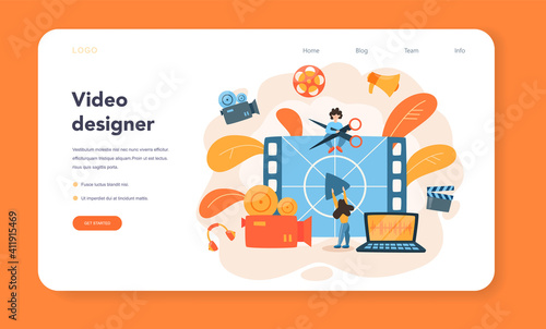 Video editor or designer web banner or landing page. Artist create