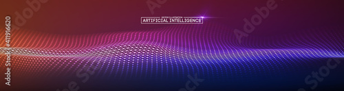 Artificial intelligence communication network. Digital science technology concept. Business network vector illustration.
