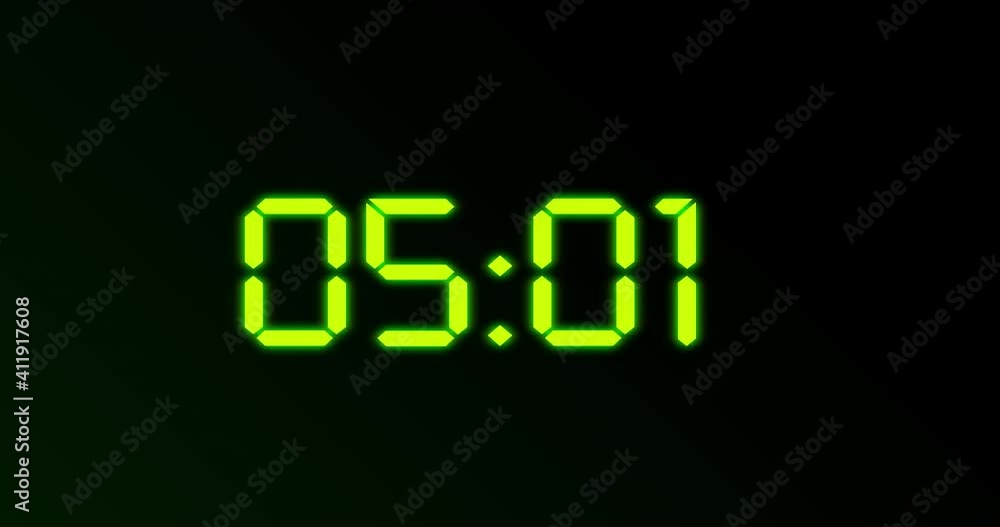 Digital clock counting from one to ten. Counter timer ten second. Green glow numbers on dark background Digital clock counting from one to ten. Counter timer ten second. Green glow numbers on dark background