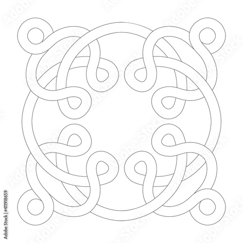 monochrome icon with Celtic knot ethnic art ornaments